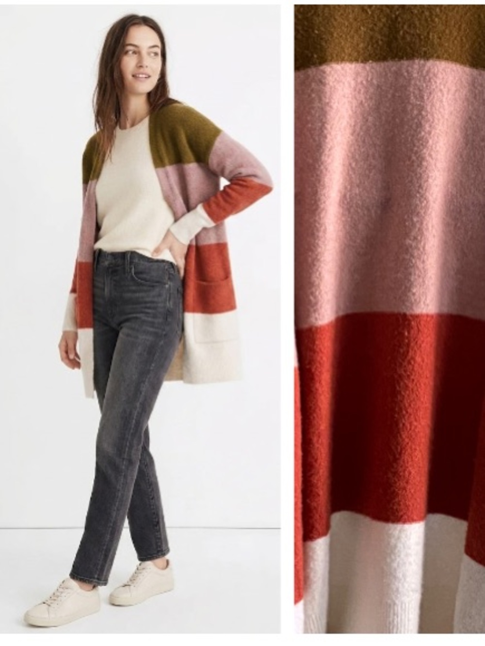 Madewell Ryder Colorblock Stripe Cardigan Sweater Plus Size 3X